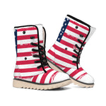Grunge Flag Of USA Print Winter Boots