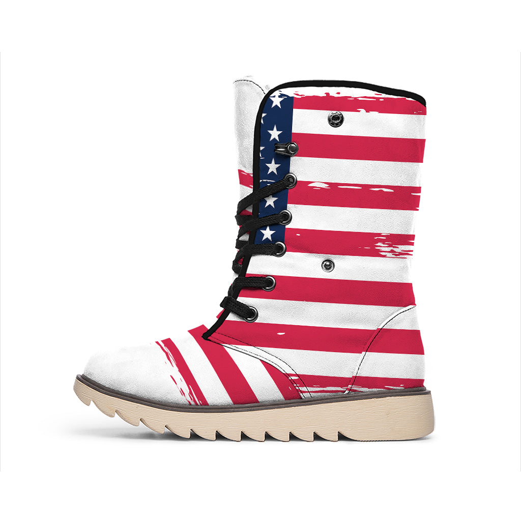 Grunge Flag Of USA Print Winter Boots