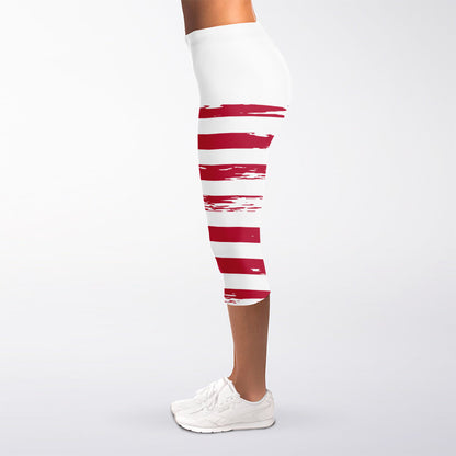 Grunge Flag Of USA Print Women's Capri Leggings