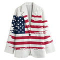 Grunge Flag Of USA Print Women's Cotton Blazer