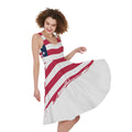 Grunge Flag Of USA Print Sleeveless Knee Length Dress