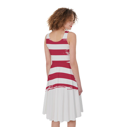 Grunge Flag Of USA Print Women's Sleeveless Dress