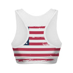 Grunge Flag Of USA Print Women's Sports Bra