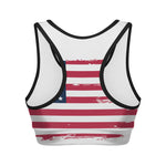 Grunge Flag Of USA Print Women's Sports Bra