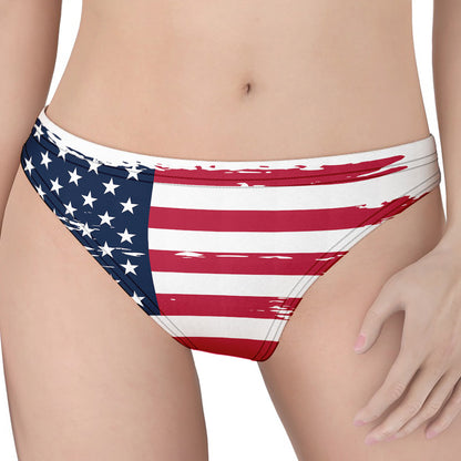 Grunge Flag Of USA Print Women's Thong