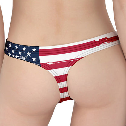 Grunge Flag Of USA Print Women's Thong