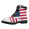 Grunge Flag Of USA Print Padded Collar Lace Up Boots