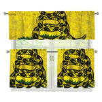 Grunge Gadsden Flag Print 3 Piece Kitchen Curtains