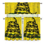 Grunge Gadsden Flag Print 3 Piece Kitchen Curtains