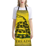 Grunge Gadsden Flag Print Bib Apron With Pocket