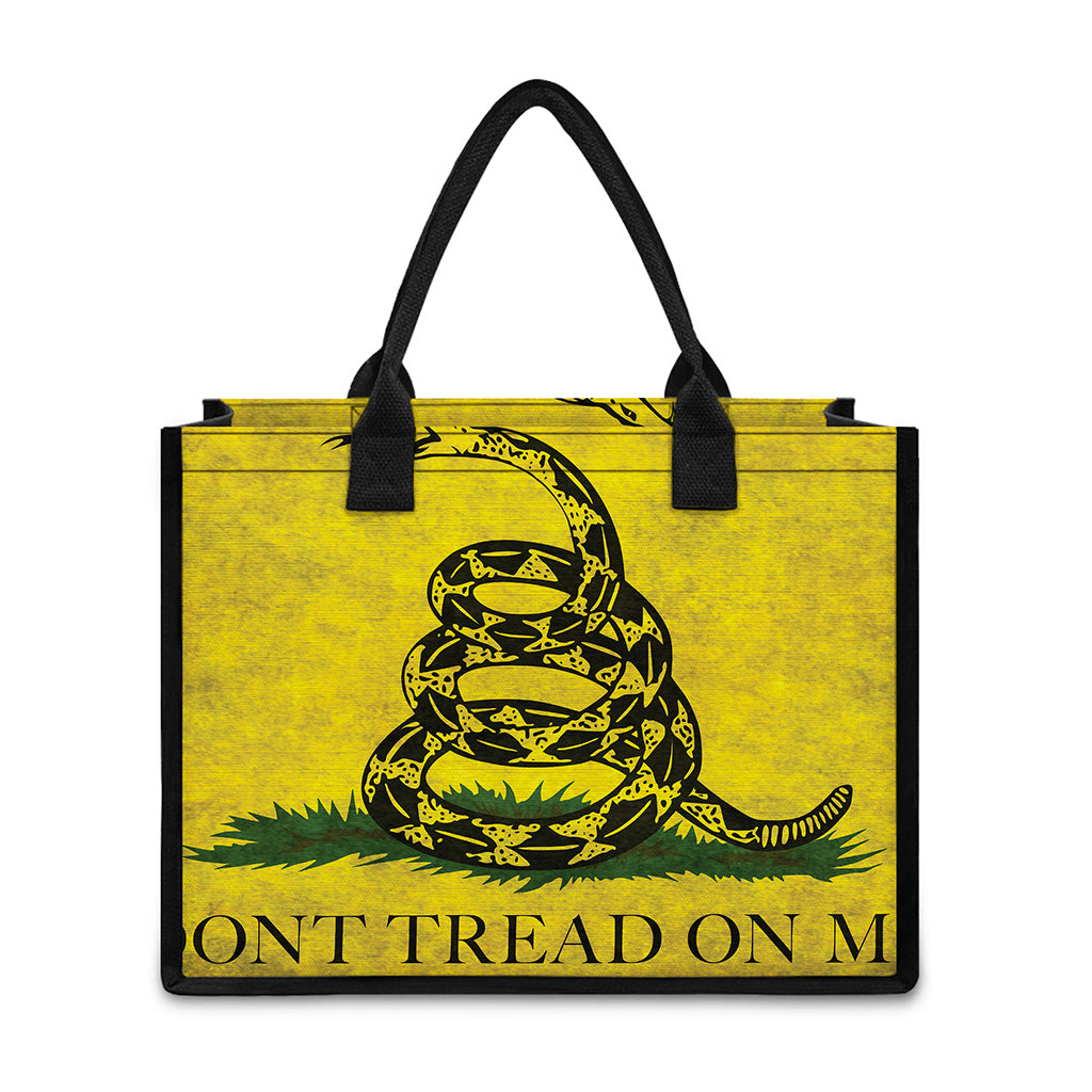 Grunge Gadsden Flag Print Canvas Tote Bag