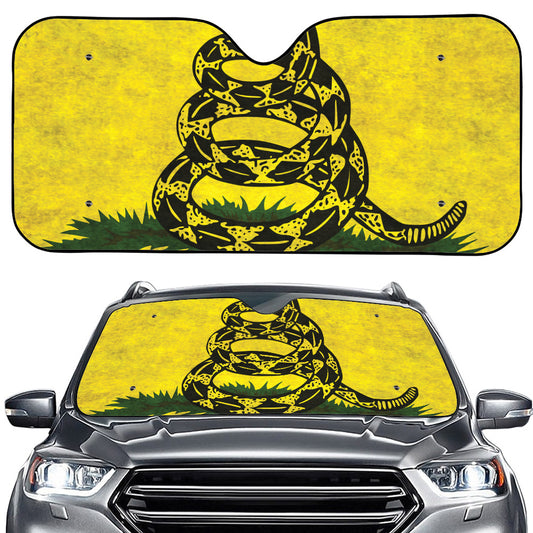 Grunge Gadsden Flag Print Car Windshield Sun Shade