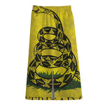 Grunge Gadsden Flag Print Cotton Front Slit Maxi Skirt