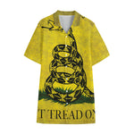 Grunge Gadsden Flag Print Cotton Hawaiian Shirt