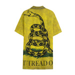 Grunge Gadsden Flag Print Cotton Hawaiian Shirt