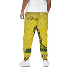 Grunge Gadsden Flag Print Cotton Pants