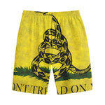 Grunge Gadsden Flag Print Cotton Shorts