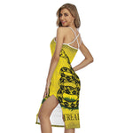 Grunge Gadsden Flag Print Cross Back Cami Dress