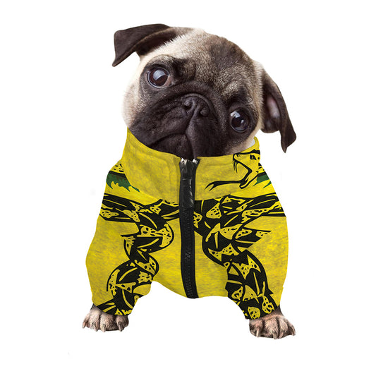 Grunge Gadsden Flag Print Dog Zip Up Jacket