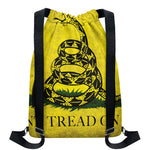 Grunge Gadsden Flag Print Drawstring Backpack