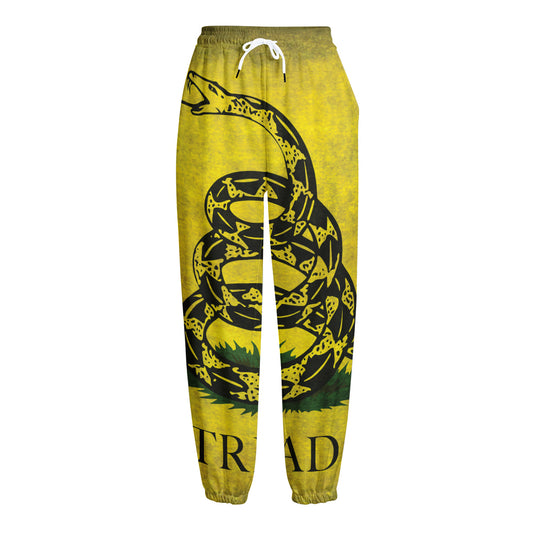 Grunge Gadsden Flag Print Fleece Lined Knit Pants