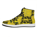 Grunge Gadsden Flag Print High Top Leather Sneakers
