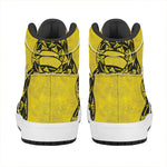 Grunge Gadsden Flag Print High Top Leather Sneakers