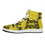 Grunge Gadsden Flag Print High Top Leather Sneakers