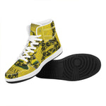 Grunge Gadsden Flag Print High Top Leather Sneakers