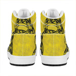 Grunge Gadsden Flag Print High Top Leather Sneakers