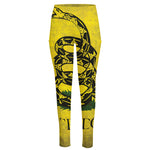 Grunge Gadsden Flag Print High-Waisted Pocket Leggings