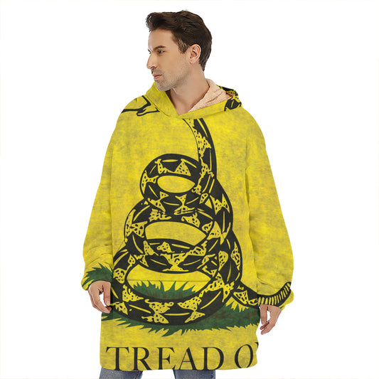 Grunge Gadsden Flag Print Hoodie Blanket