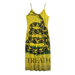 Grunge Gadsden Flag Print Jersey Midi Cami Dress