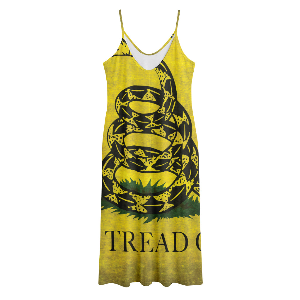 Grunge Gadsden Flag Print Jersey Midi Cami Dress