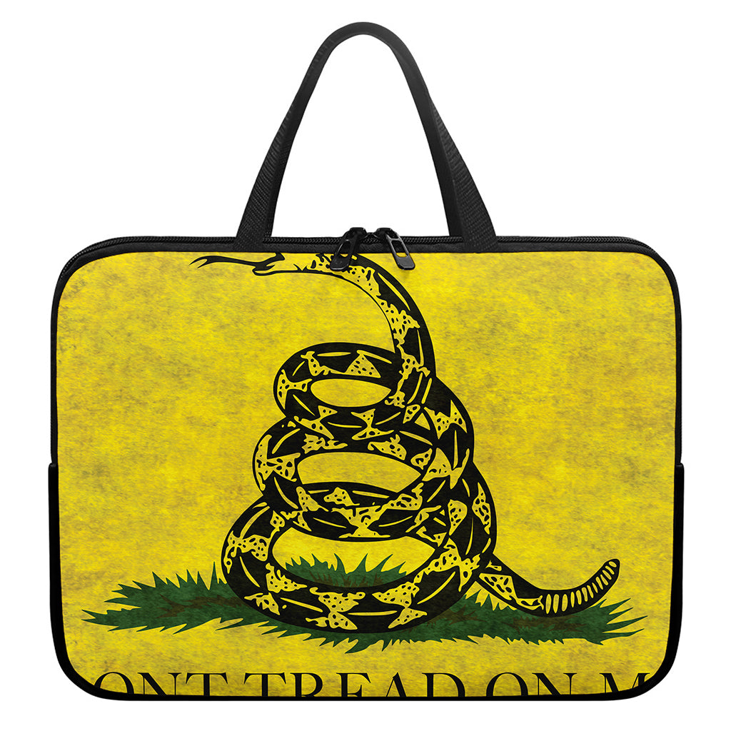 Grunge Gadsden Flag Print Laptop Sleeve With Handle