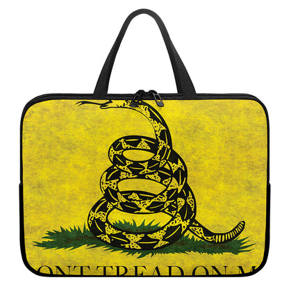 Grunge Gadsden Flag Print Laptop Sleeve With Handle