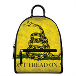 Grunge Gadsden Flag Print Leather Backpack
