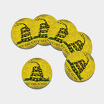 Grunge Gadsden Flag Print Leather Coaster Set