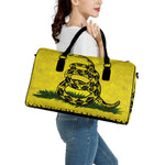 Grunge Gadsden Flag Print Leather Duffle Bag