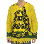 Grunge Gadsden Flag Print Long Sleeve Baseball Jersey