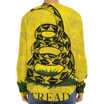 Grunge Gadsden Flag Print Long Sleeve Baseball Jersey