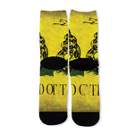 Grunge Gadsden Flag Print Long Socks