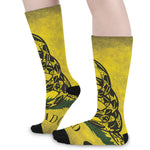 Grunge Gadsden Flag Print Long Socks