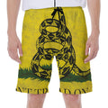 Grunge Gadsden Flag Print Men's Beach Shorts