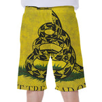 Grunge Gadsden Flag Print Men's Beach Shorts