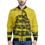 Grunge Gadsden Flag Print Men's Bomber Jacket