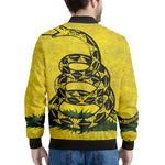 Grunge Gadsden Flag Print Men's Bomber Jacket