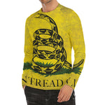Grunge Gadsden Flag Print Men's Long Sleeve Rash Guard