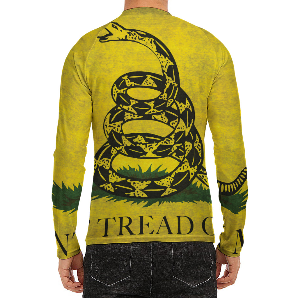 Grunge Gadsden Flag Print Men's Long Sleeve Rash Guard