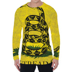 Grunge Gadsden Flag Print Men's Long Sleeve T-Shirt
